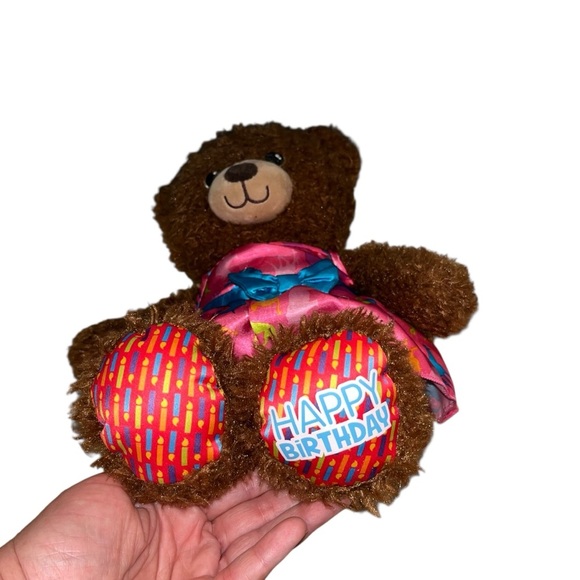 Build-A-Bear Workshop bab Brown Teddy Bear “Happy Birthday” Plush Pink Dress - Picture 2 of 3